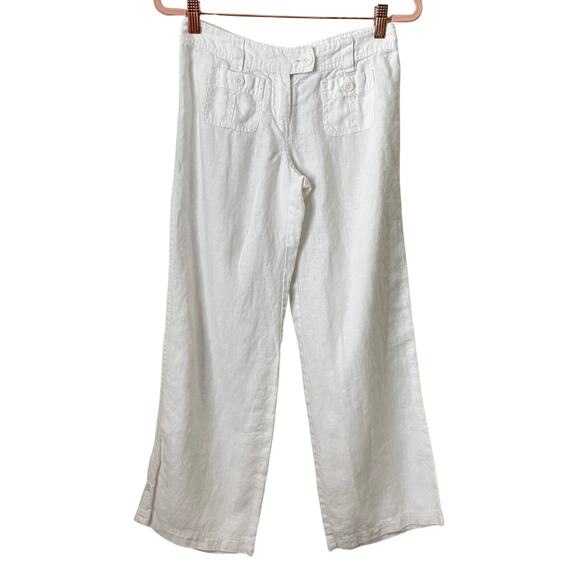 Tommy Bahama Pants - Tommy Bahama Pants Womens Size 0 White Relax Linen Straight Leg Beach Coastal